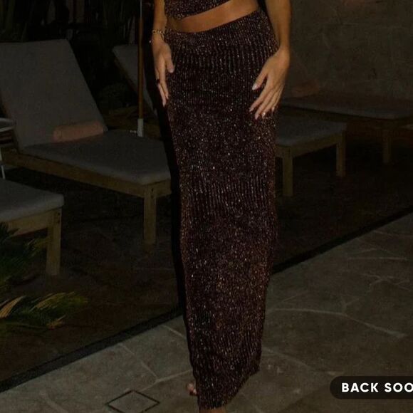 White Fox Never Again Maxi Skirt Bronze XS Nwt - Picture 3 of 6